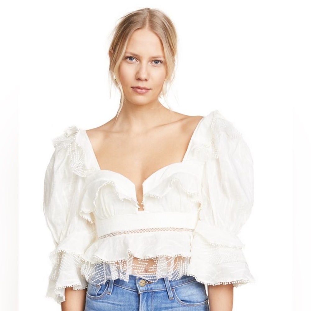 ACLER Basque Ruffle Top - Ivory